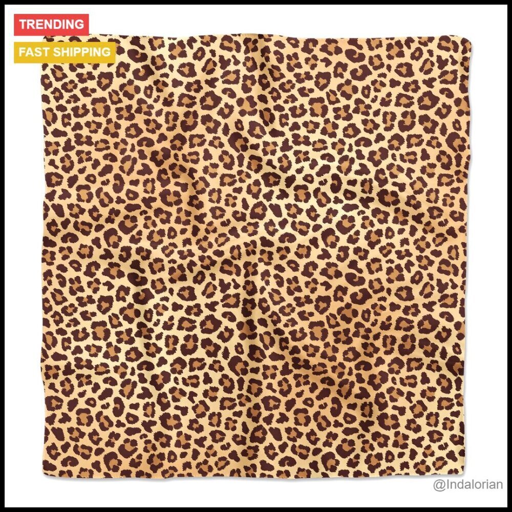 Cheetah Print Silk Scarf Elegant Fashion Square Hair Wrap Accessory